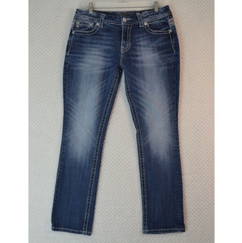 Miss Me Easy Straight Mid Rise Women's Bling Jeans Size 31x31